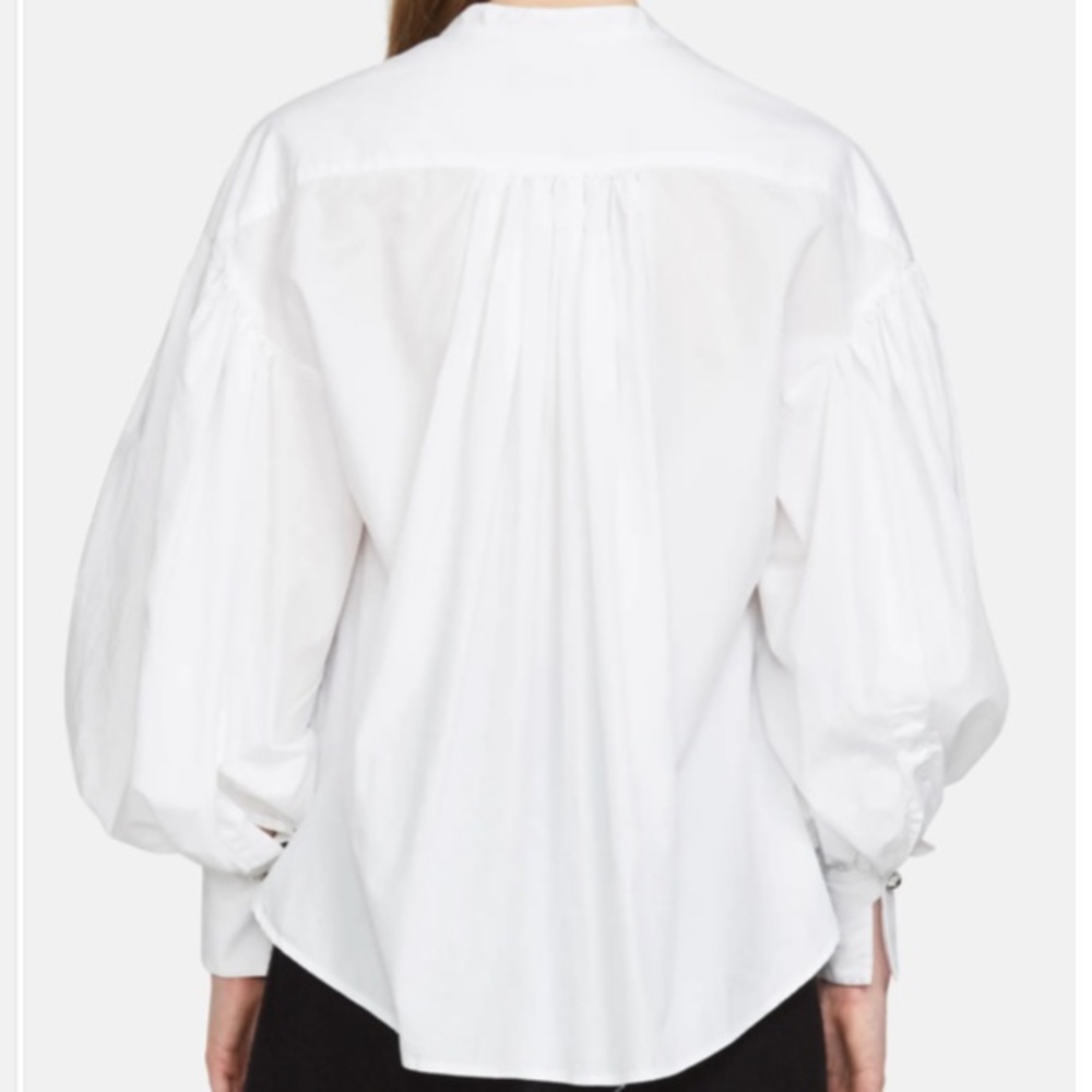 Bassike Cotton Gathered Oversized Shirt In White M/L - Picture 5 of 7